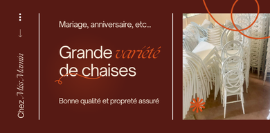 Grande variété de chaises pour vos événements
